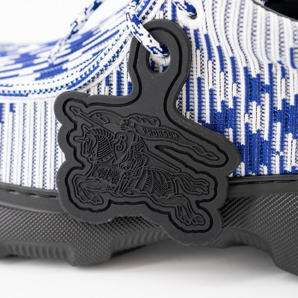 size 44eu 11us Burberry Creeper Mid Lace-Up Boots Platform Blue White Check - Picture 9 of 16